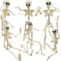 6Pcs Skeleton Halloween Decorations 16 In Full Body Poseable Small Skeleton Plastic Bones With Movable Posable Joints For Hallo