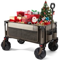 Timber Ridge Outdoor Collapsible Wagon Utility Folding Cart Heavy Duty All Terrain Wheels For Shopping Camping Garden With Side