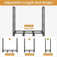 Mr Ironstone 4Ft Firewood Rack Outdoor Indoor Upgraded Heavy Duty Adjustable Fire Wood Rack Holds Up To 2600Lbs Fireplace Log