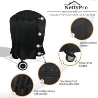 Nettypro Grill Cover For Charcoal Kettle Grill 26 Inch  Heavy Duty Waterproof Outdoor Round Smoker Cover  Fade And Uv Resistant Small Bbq Grill Cover  33