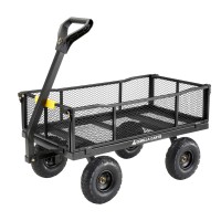 Gorilla Carts Steel Utility Cart 4 Cubic Feet Heavy Duty Garden Wagon Outdoor Moving Cart With Wheels 900 Pound Capacity Remo