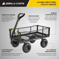 Gorilla Carts Steel Utility Cart 4 Cubic Feet Heavy Duty Garden Wagon Outdoor Moving Cart With Wheels 900 Pound Capacity Remo