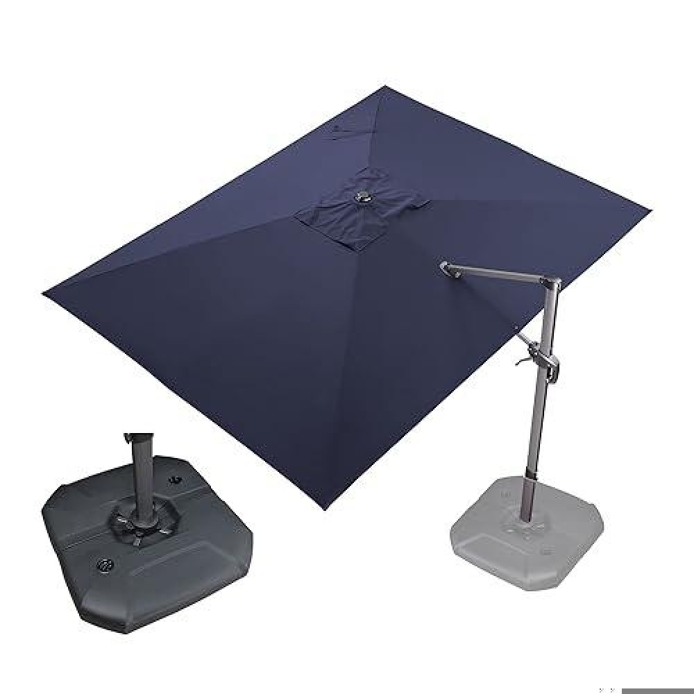 Purple Leaf 9 X 115 Patio Umbrella With Base Outdoor Cantilever Rectangle Umbrella Offset Umbrella With 360Degree Rotation F