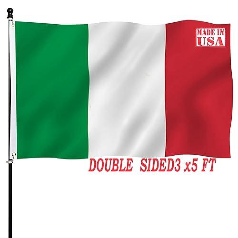 Tnpun Italian Flags Outdoor Italy Flag 3X5 Double Sided Vivid Color National Country Flags Heavy Duty 210D Nylon Cloth With 2 Br