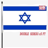 Tnpun Israel Israeli Flag 3X5 Outdoor Double Sided Vivid Color Heavy Duty National Country Flags 210D Nylon Cloth With 2 Brass G