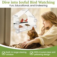 Nature Gear Window Bird Feeder  Acrylic Bird House With Sliding Tray  Clear Bird Feeders With Strong Suction Cups For Windows  Weather Resistant & Easy To Clean Bird Houses  Home