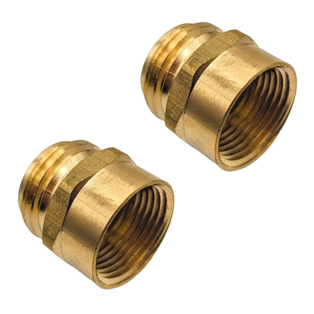 Gridtech 2 Pack Brass Garden Hose Adapter Fitting 34 Npt Female Threads And 34 Ght Male Connector Heavyduty Highpressur