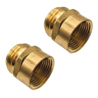 Gridtech 2 Pack Brass Garden Hose Adapter Fitting 34 Npt Female Threads And 34 Ght Male Connector Heavyduty Highpressur