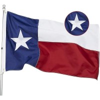 Homissor Texas Flag 25X4 Tx State Flags Embroidered Sewn Heavy Duty 210D Oxford Nylon Flag Vivid Color Brass Grommets And 4