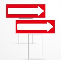 2Pc Directional Arrow Sign With Stakes  17 Inches By 6 Inches - Double Sided Signs - Corrugated Plastic - This Way Directions Arrow Sign