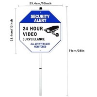 Heiokey 24 Hour Video Surveillance Sign With Stake 10 X 10 All Activities Are Monitored Warning Sign With 28 Inches Post Alumi