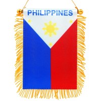 Anley 4 X 6 Inch Philippines Fringy Window Hanging Flag Mini Flag Banner Car Rearview Mirror D Cor Fringed Double Sided