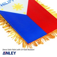 Anley 4 X 6 Inch Philippines Fringy Window Hanging Flag Mini Flag Banner Car Rearview Mirror D Cor Fringed Double Sided