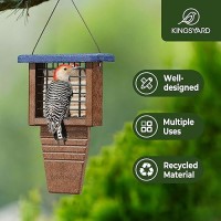 Kingsyard Recycled Plastic Suet Bird Feeder Tail Prop Suet Feeder For Outside Hanging Sturdy Durable Great For Woodpecker