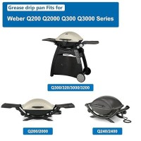 Uniflasy 80580 Catch Pan For Weber Q200 Q300 Q220 Q240 Q2000 Q2200 Q320 Grill Drip Tray For Weber Q200Q300 Series Grill With 6