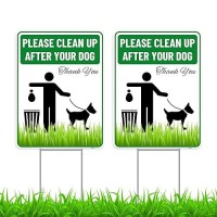 2Pc Clean Up After Your Dog Sign With Stakes 9 Inches By 12 Inches Corrugated Plastic Please Pick Up Your Dog Poop Yard Gra