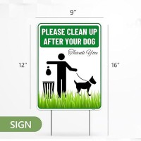 2Pc Clean Up After Your Dog Sign With Stakes 9 Inches By 12 Inches Corrugated Plastic Please Pick Up Your Dog Poop Yard Gra