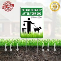 2Pc Clean Up After Your Dog Sign With Stakes 9 Inches By 12 Inches Corrugated Plastic Please Pick Up Your Dog Poop Yard Gra