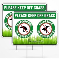 2Pc No Poop Or Pee Dog Sign With Stakes 12 Inches By 9 Inches Corrugated Plastic Keep Dogs Off Lawn Curb Your Dogs Grass