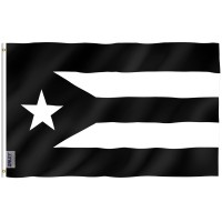 Anley Fly Breeze 3X5 Foot Puerto Rico Black Flag Vivid Color And Fade Proof Canvas Header And Double Stitched Puerto Rican