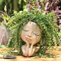 Aimebby Face Planter Pot Face Flower Pots For Indoor And Outdoor Plants Resin Head Planter Pots With Drainage Hole Xlarge