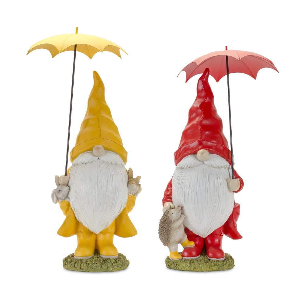 Garden Gnome W/Umbrella (Set Of 2)