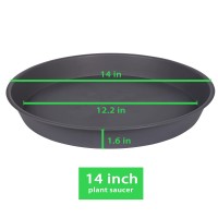 Bleuhome 2 Pack Of 14 Inch Plant Saucer Heavy Duty Round Plastic Plant Water Tray Bird Bath Bowls Plant Saucers For Indoors