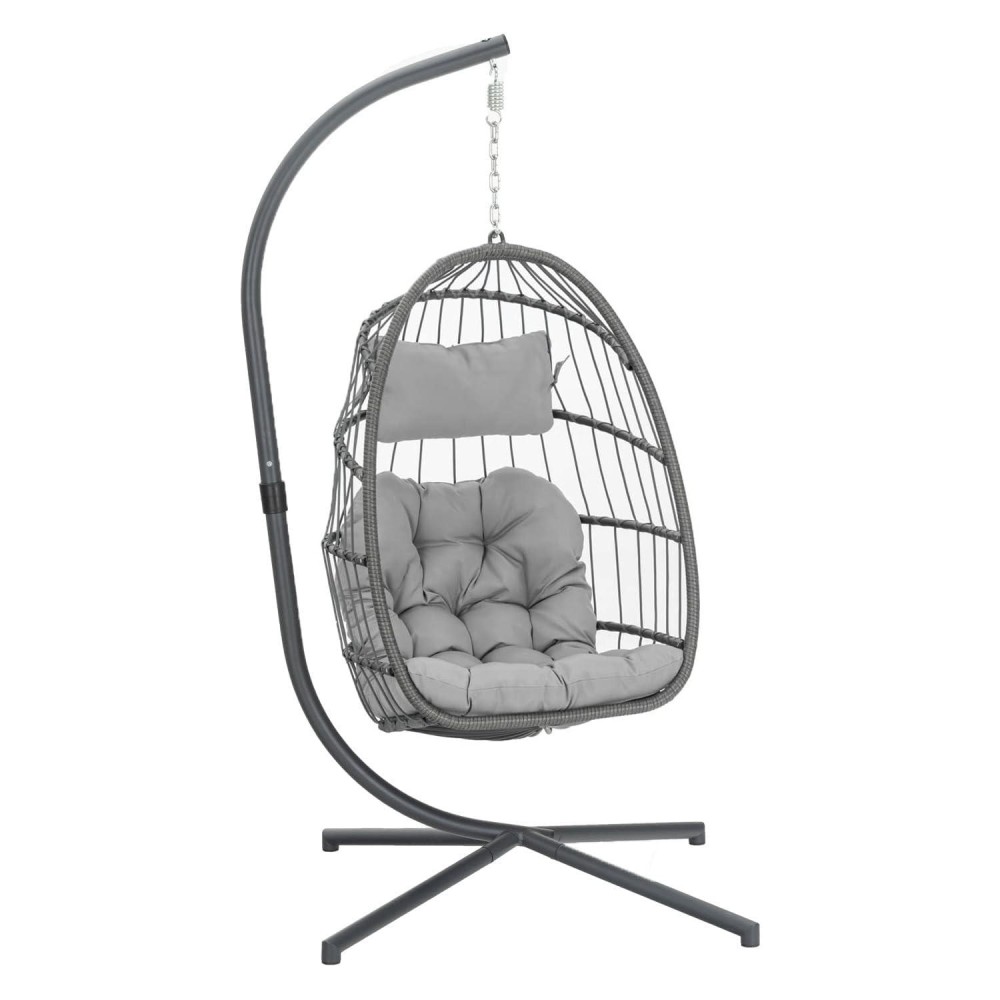 Yechen Egg Swing Chair With Stand Rattan Wicker Hanging Egg Chair For Indoor Outdoor Bedroom Patio Hanging Basket Chair Hammock