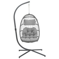 Yechen Egg Swing Chair With Stand Rattan Wicker Hanging Egg Chair For Indoor Outdoor Bedroom Patio Hanging Basket Chair Hammock