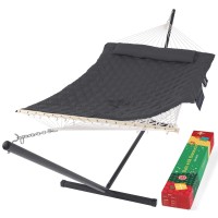 Suncreat Hammocks For Outside With Stand Gift Box Included Extra Large 2 Person Hammock With Stand Dark Gray Drops