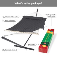 Suncreat Hammocks For Outside With Stand Gift Box Included Extra Large 2 Person Hammock With Stand Dark Gray Drops