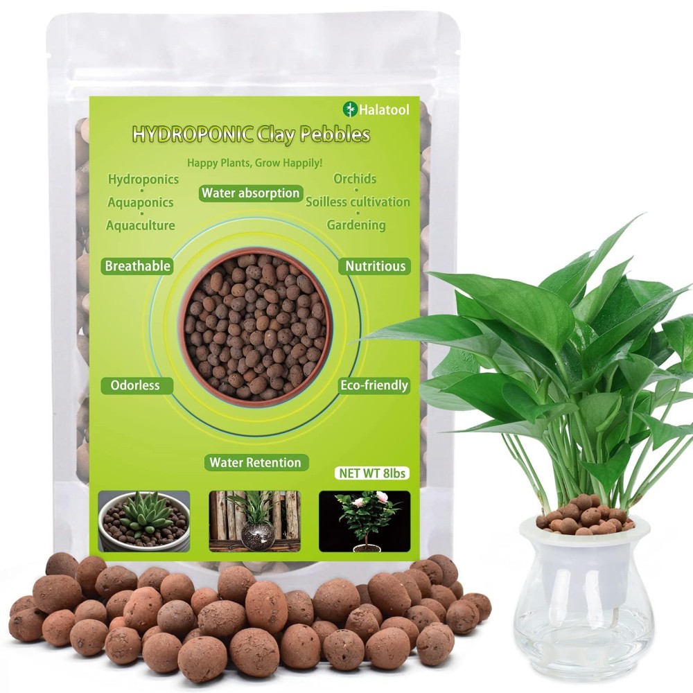 Halatool 8 Lb Organic Clay Pebbles 4Mm16Mm Leca For Plants 100 Natural Hydroton Clay Pebbles For Hydroponic Growing Gardening