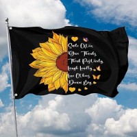 Sunflower Smile Often Think Positively Give Thanks Laugh Loudly Love Others Dream Big Flag 3X5 Ft Garden Yard Banner Outdoor Dec