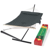 Suncreat Patio Portable Hammock With Stand Gift Box Outdoor Double Hammock With Stand Included Gray Green Drops