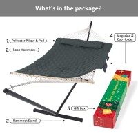 Suncreat Patio Portable Hammock With Stand Gift Box Outdoor Double Hammock With Stand Included Gray Green Drops