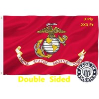 Us Marine Corps Flag 2X3 Outdoor Double Sided Heavy Duty Polyester Us Military Army Flags Long Lasting With 2 Brass Grommets