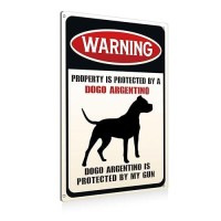 Funny Dog Warning Metal Tin Signs Wall Art Decor Property Is Protected By A Dogo Argentino Sign For Home Decor Gifts To Indoor A