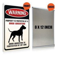 Funny Dog Warning Metal Tin Signs Wall Art Decor Property Is Protected By A Dogo Argentino Sign For Home Decor Gifts To Indoor A