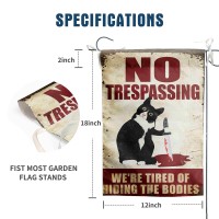 No Trespassing Were Tired Of Hiding The Bodies Sign Black Cat Garden Flag Halloween Decorations Outdoor Funny Flag For Yard Par