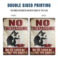 No Trespassing Were Tired Of Hiding The Bodies Sign Black Cat Garden Flag Halloween Decorations Outdoor Funny Flag For Yard Par