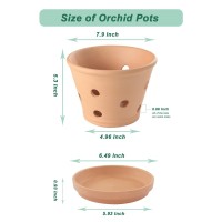 Vensovo Terracotta Orchid Pots With Holes And Saucers Clay Orchid Planter Pots For Repotting Plant Flower Pots For Orchid Ind