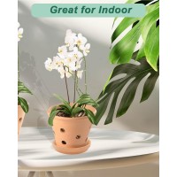 Vensovo Terracotta Orchid Pots With Holes And Saucers Clay Orchid Planter Pots For Repotting Plant Flower Pots For Orchid Ind