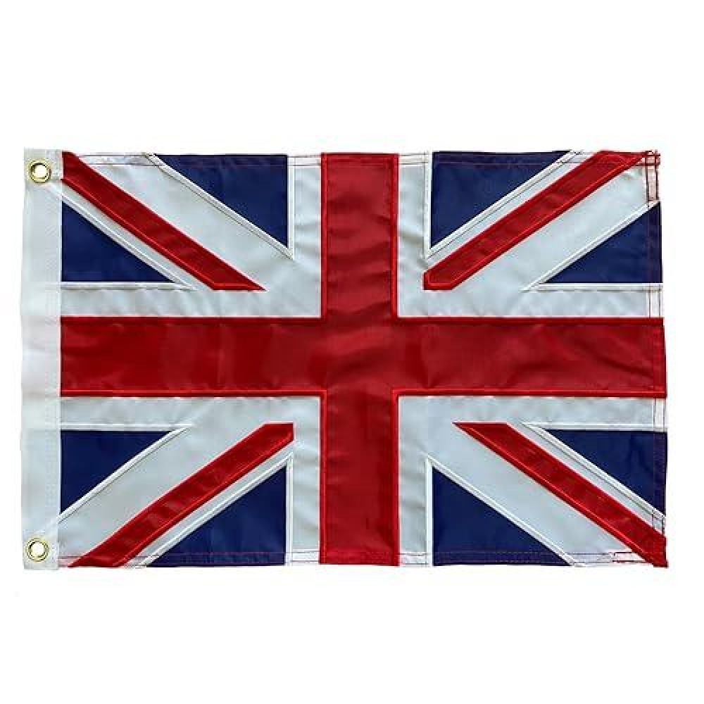 Homissor British Flag 12X18 Union Jack England Boat Flags Embroidered Sewn Stripes United Kingdom 1X15 Uk Flag Heavy Duty Outdo