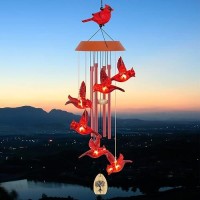 Solar Wind Chimes For Outside Cardinal Wind Chimes Outdoor Gifts For Womenmomgrandma 35 Led Windchimes Outdoor Christmas B