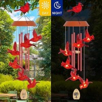 Solar Wind Chimes For Outside Cardinal Wind Chimes Outdoor Gifts For Womenmomgrandma 35 Led Windchimes Outdoor Christmas B