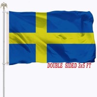 Tnpun Swedish Flag 3X5 Double Sided Sweden Flags For Outdoor Vivid Color Heavy Duty Polyester With 2 Brass Grommets 4 Rows Of St