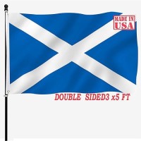 Tnpun Scottish Flag 3X5 Outdoor Double Sided Scotland Flags Vivid Color Heavy Duty 210D Nylon Cloth With 2 Brass Grommets 4 Rows