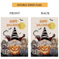 Sysama Halloween Garden Flag 12X18 Inch  Vertical Double Sided Happy Halloween Pumpkin Holiday Outside Decorations Burlap Yard Flag Garden Banners