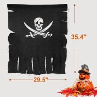 Anley 3X25 Foot Weathered Linen Pirate Flag Retro Vintage Pirate Flag For Halloween Decorations Pirate Theme Party And More