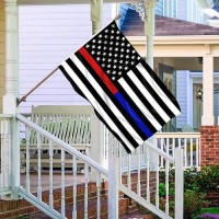 Tnpun Thin Red Blue Line Flag 3X5 Embroidered Police And Fire Flags Heavy Duty Firefighter Police Flag Outdoor Vivid Color Blue Red Stripe American Flag With 2 Brass Grommets 4 Rows Of Stitches